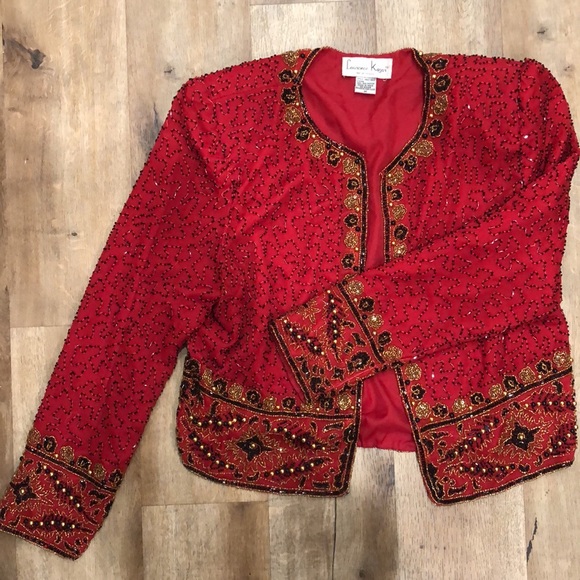 Lawrence Kazer Jackets & Blazers - Vintage Lawrence Kazer Beaded Silk Crop Jacket